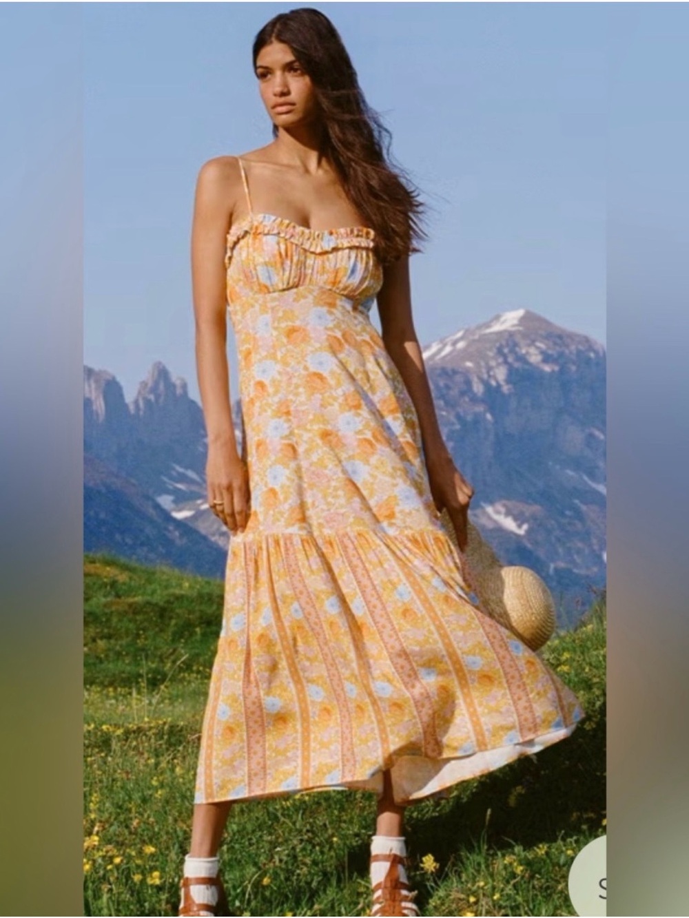 Spell & The Gypsy Enchanted Wood Strappy Maxi Dress in Dandelion size Medium